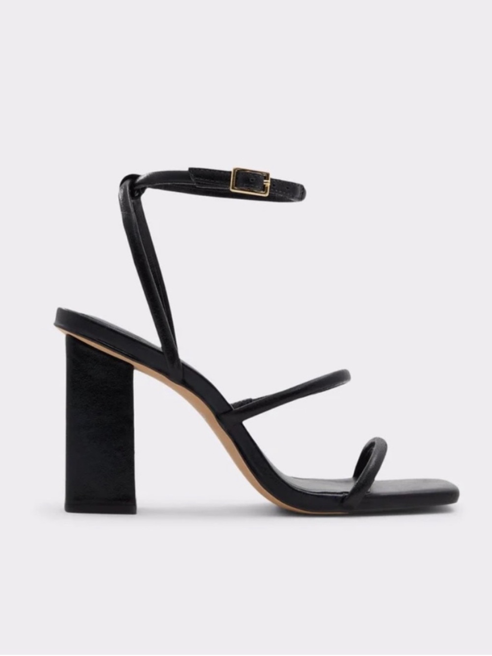 Women's Black Strappy Block Heel Sandals
